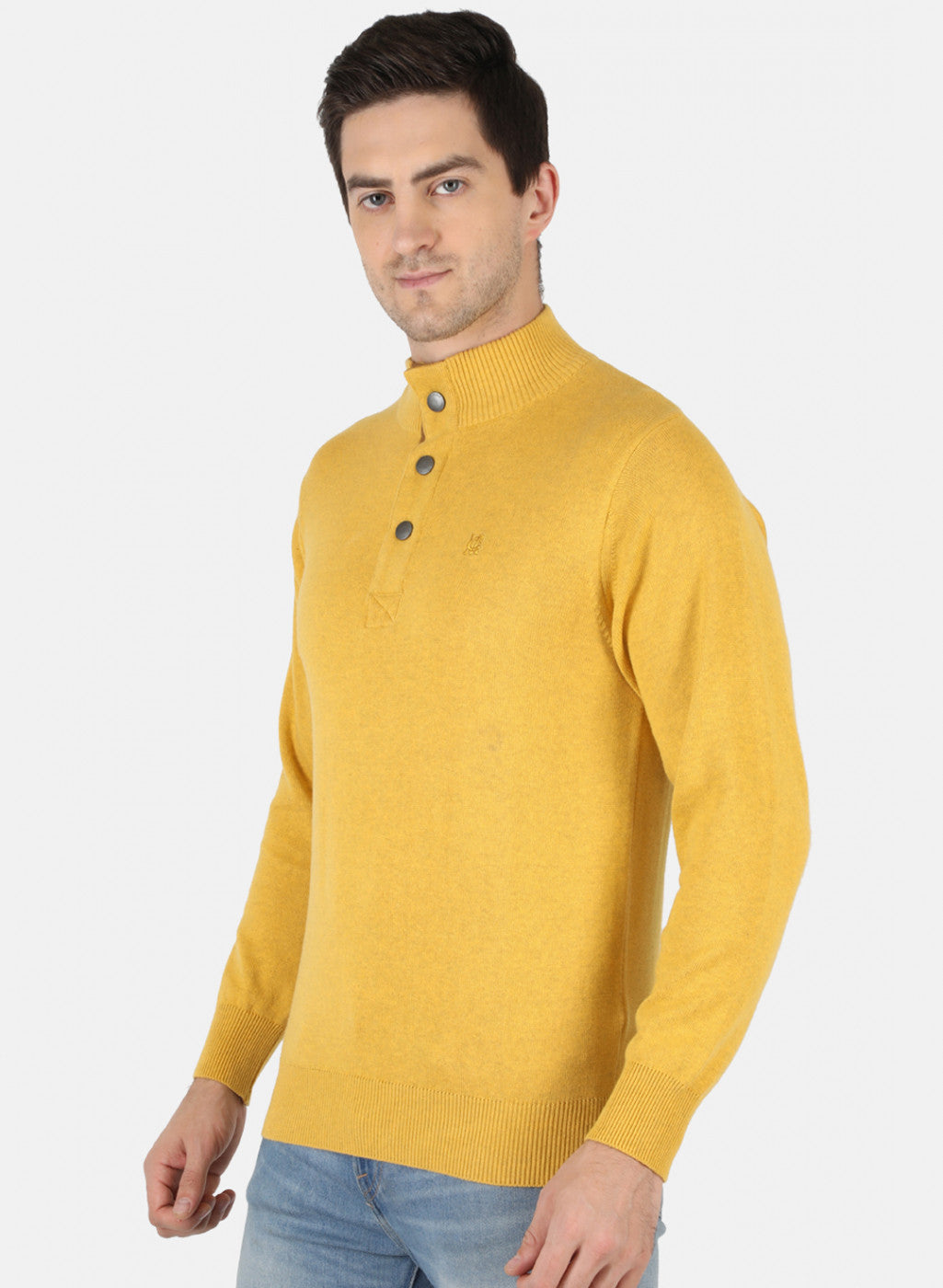 Men Yellow Solid Pullover