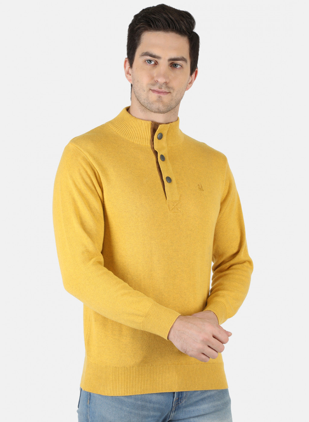 Men Yellow Solid Pullover