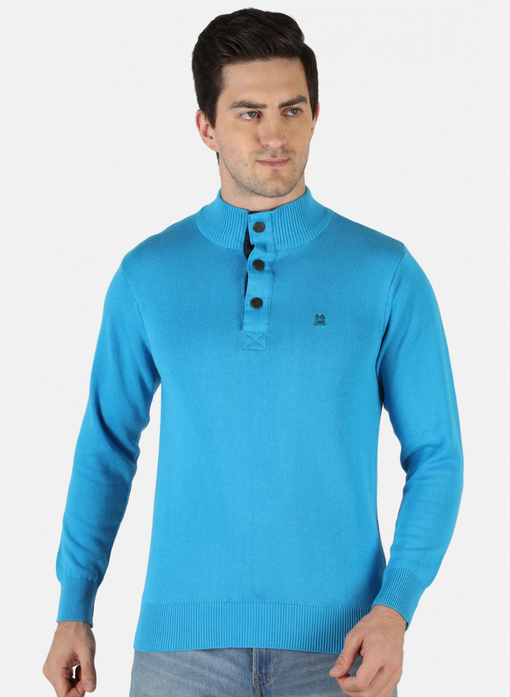 Men Blue Solid Pullover