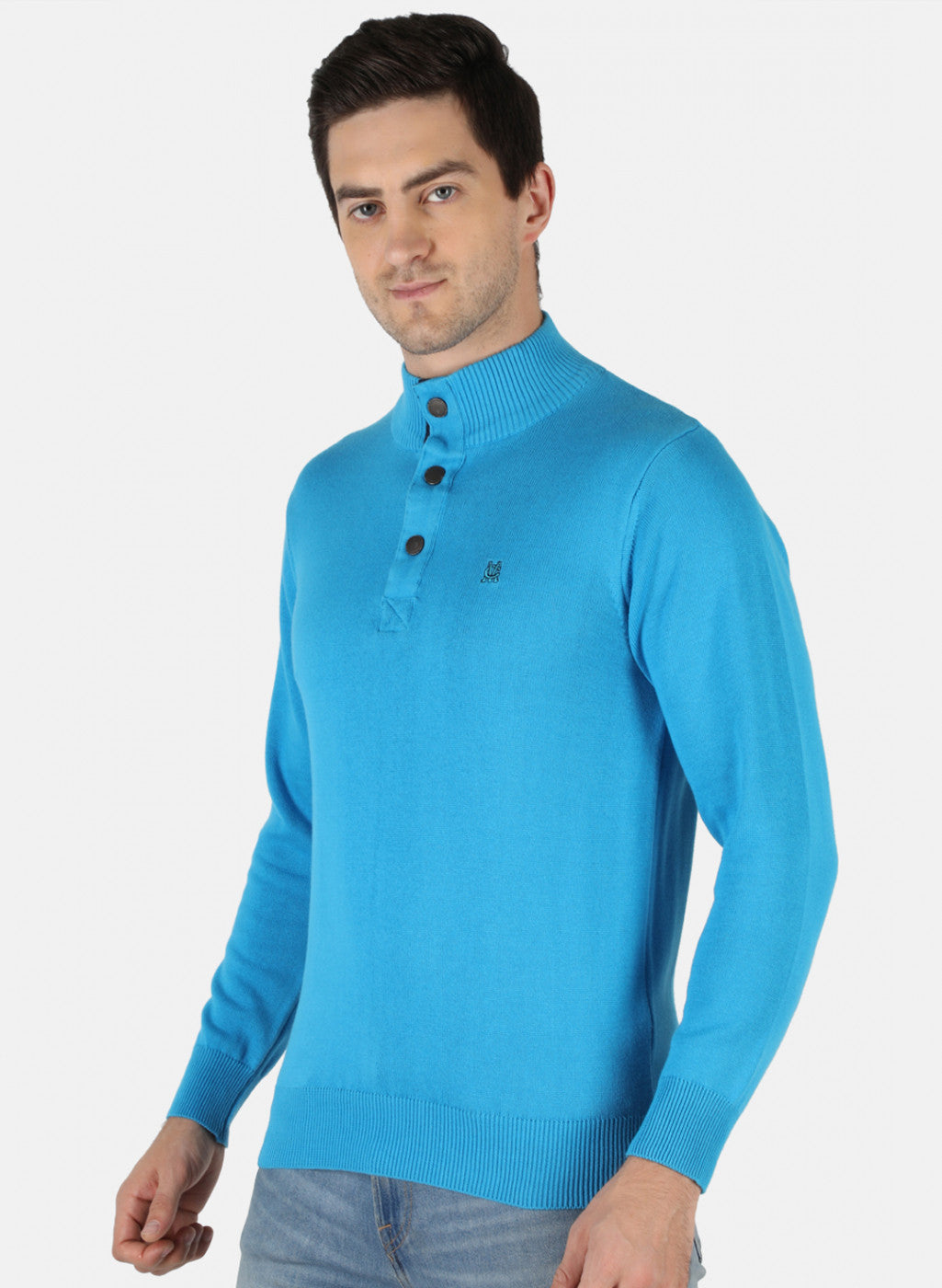 Men Blue Solid Pullover