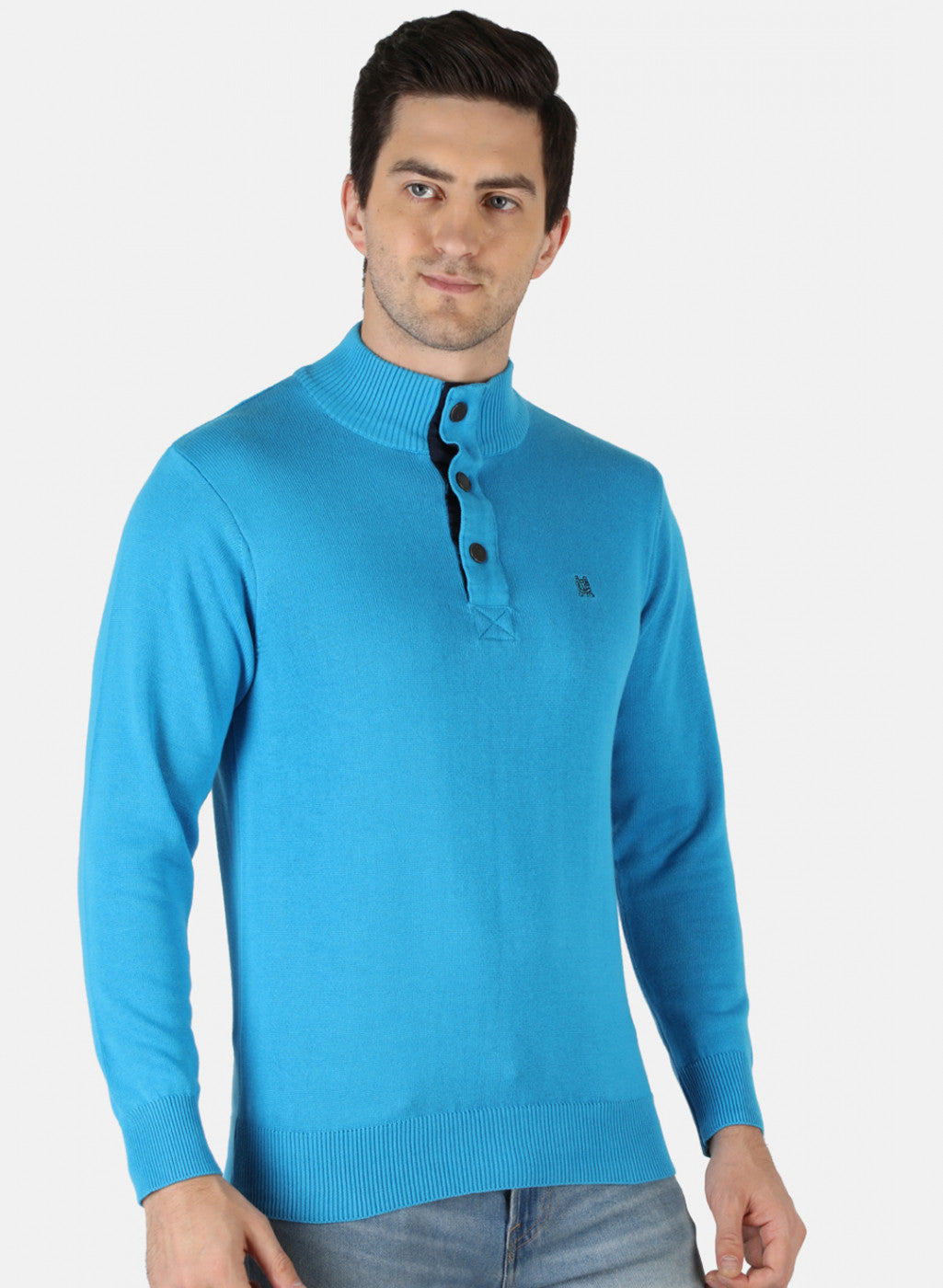 Men Blue Solid Pullover