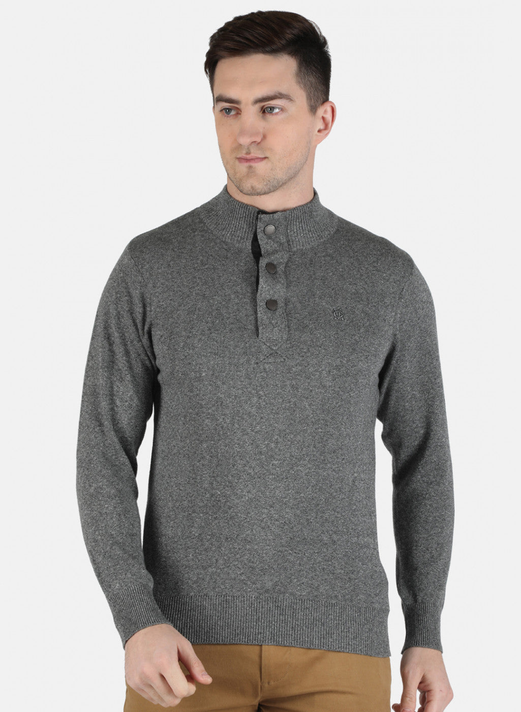 Men Grey Solid Pullover