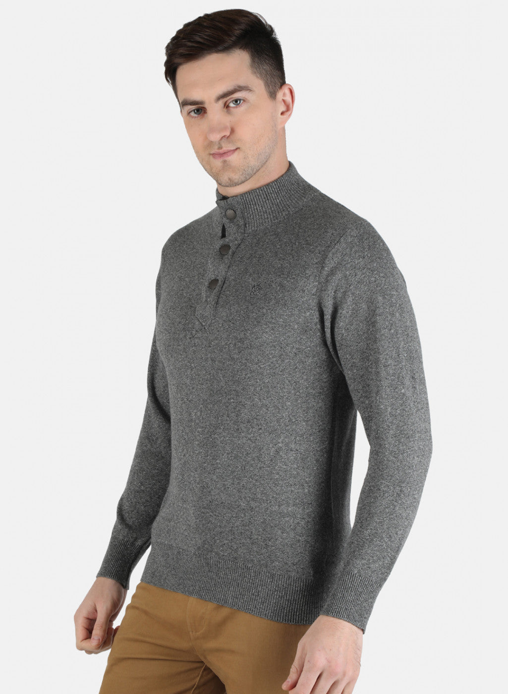 Men Grey Solid Pullover