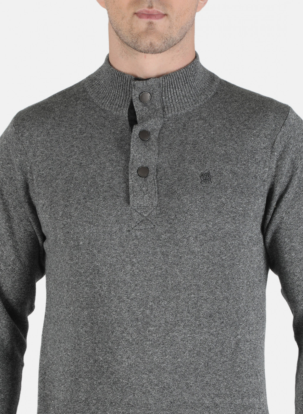 Men Grey Solid Pullover