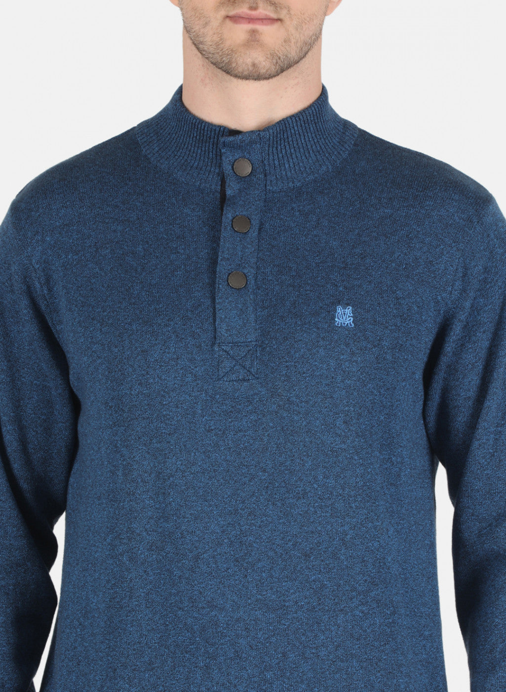 Men Blue Solid Pullover