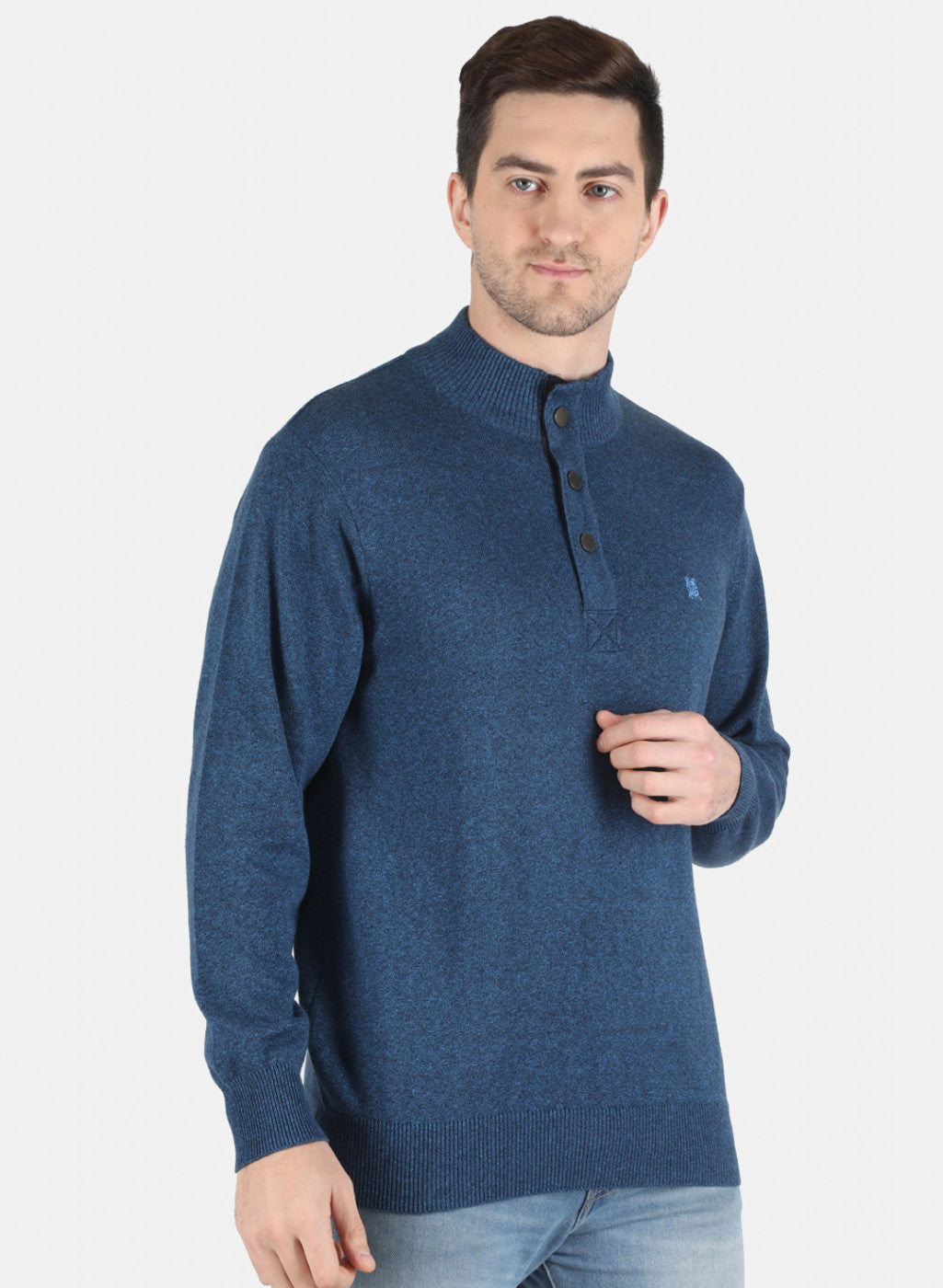 Men Blue Solid Pullover