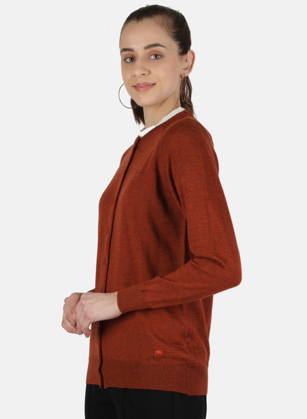 Women Orange Solid Cardigan