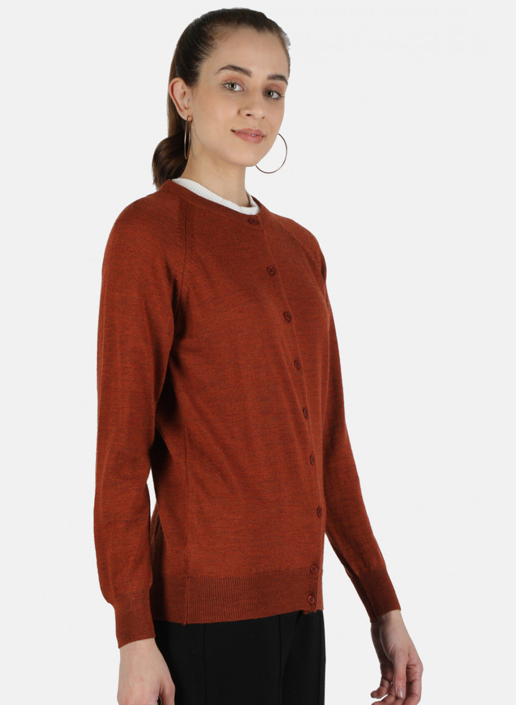 Women Orange Solid Cardigan