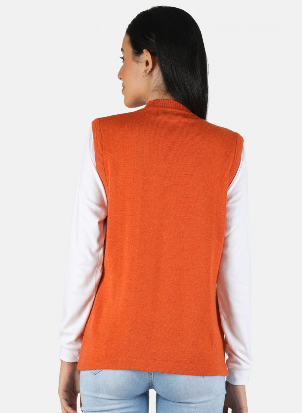 Women Orange Solid Cardigan