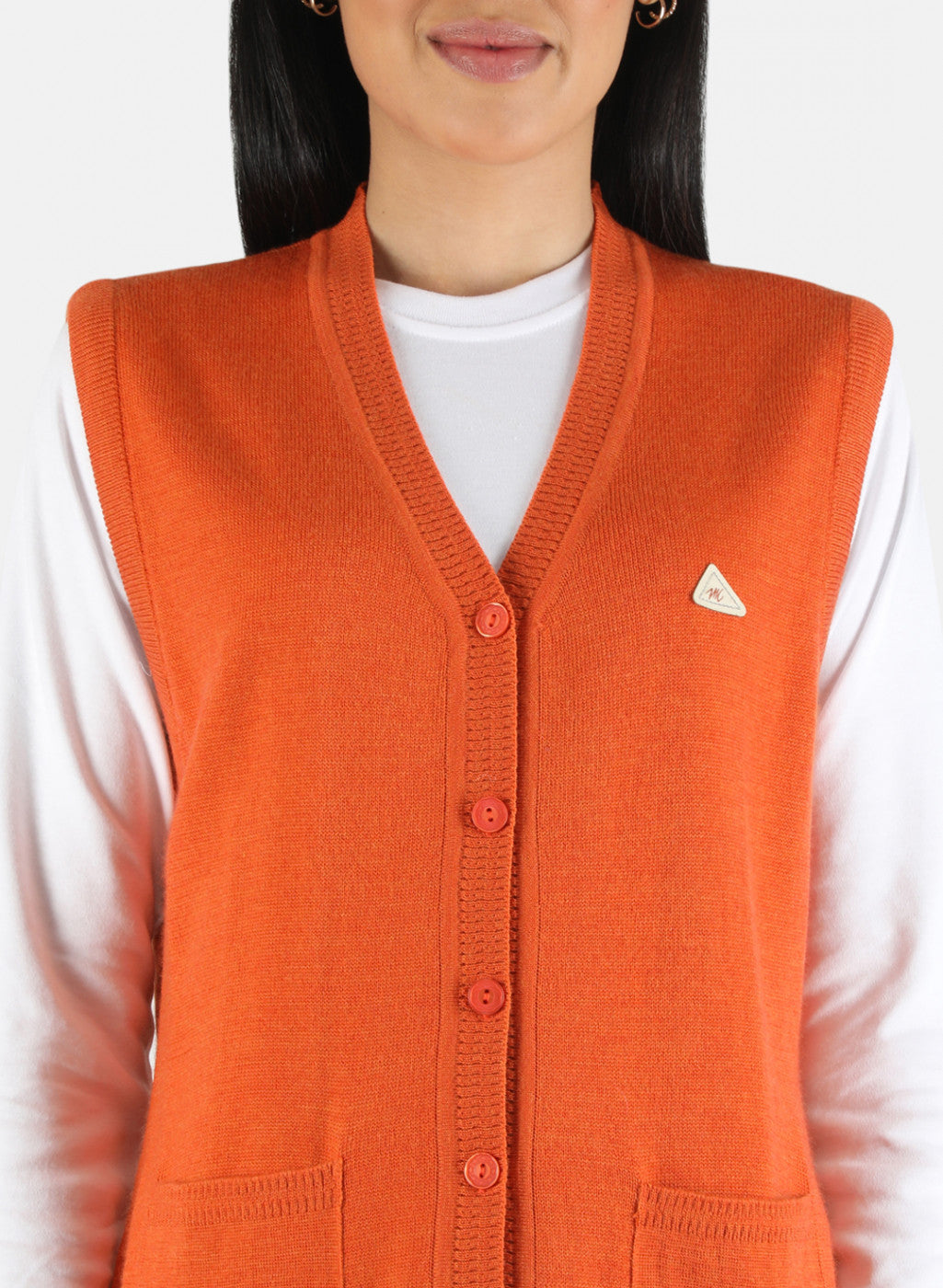 Women Orange Solid Cardigan