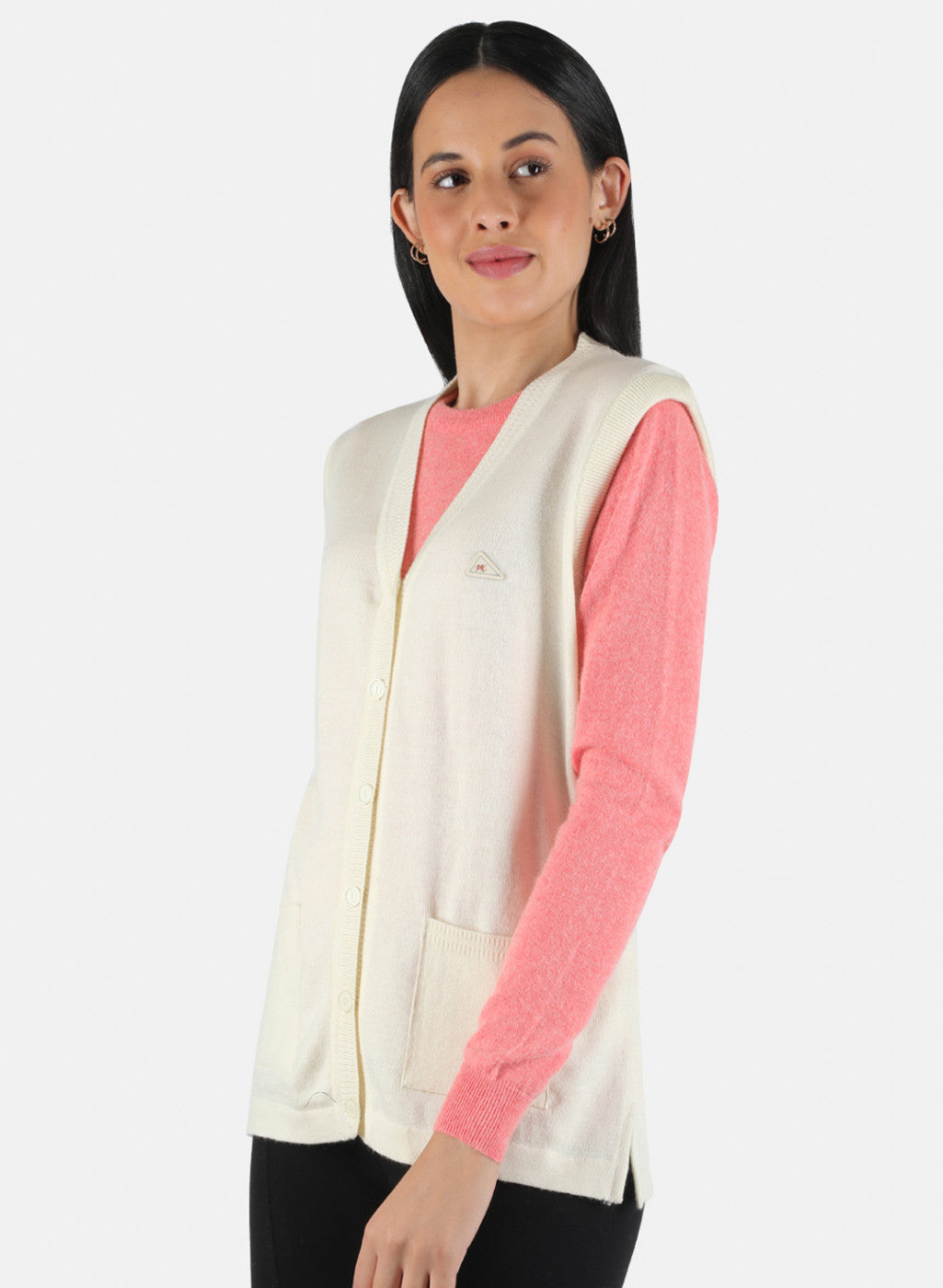 Women Cream Solid Cardigan