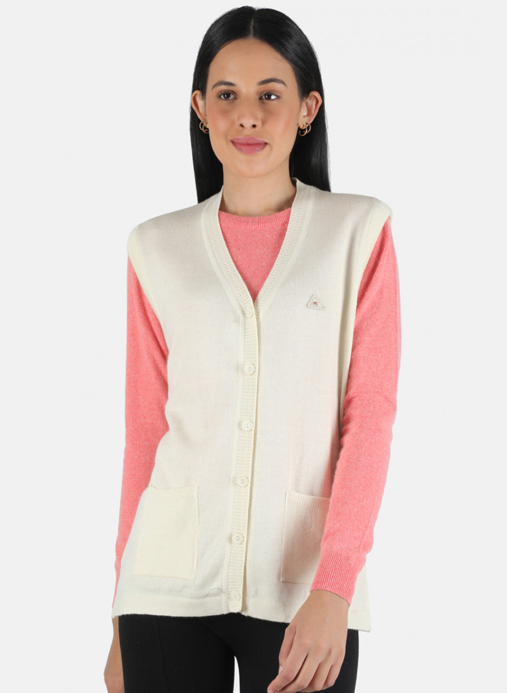 Women Cream Solid Cardigan