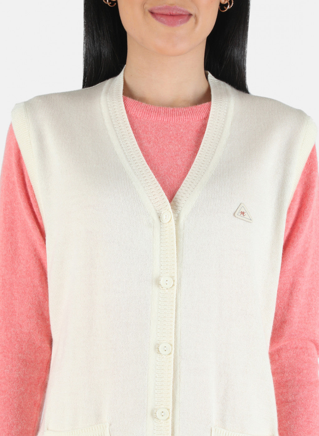 Women Cream Solid Cardigan