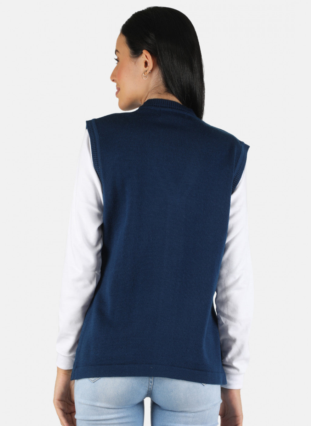 Women Blue Solid Cardigan