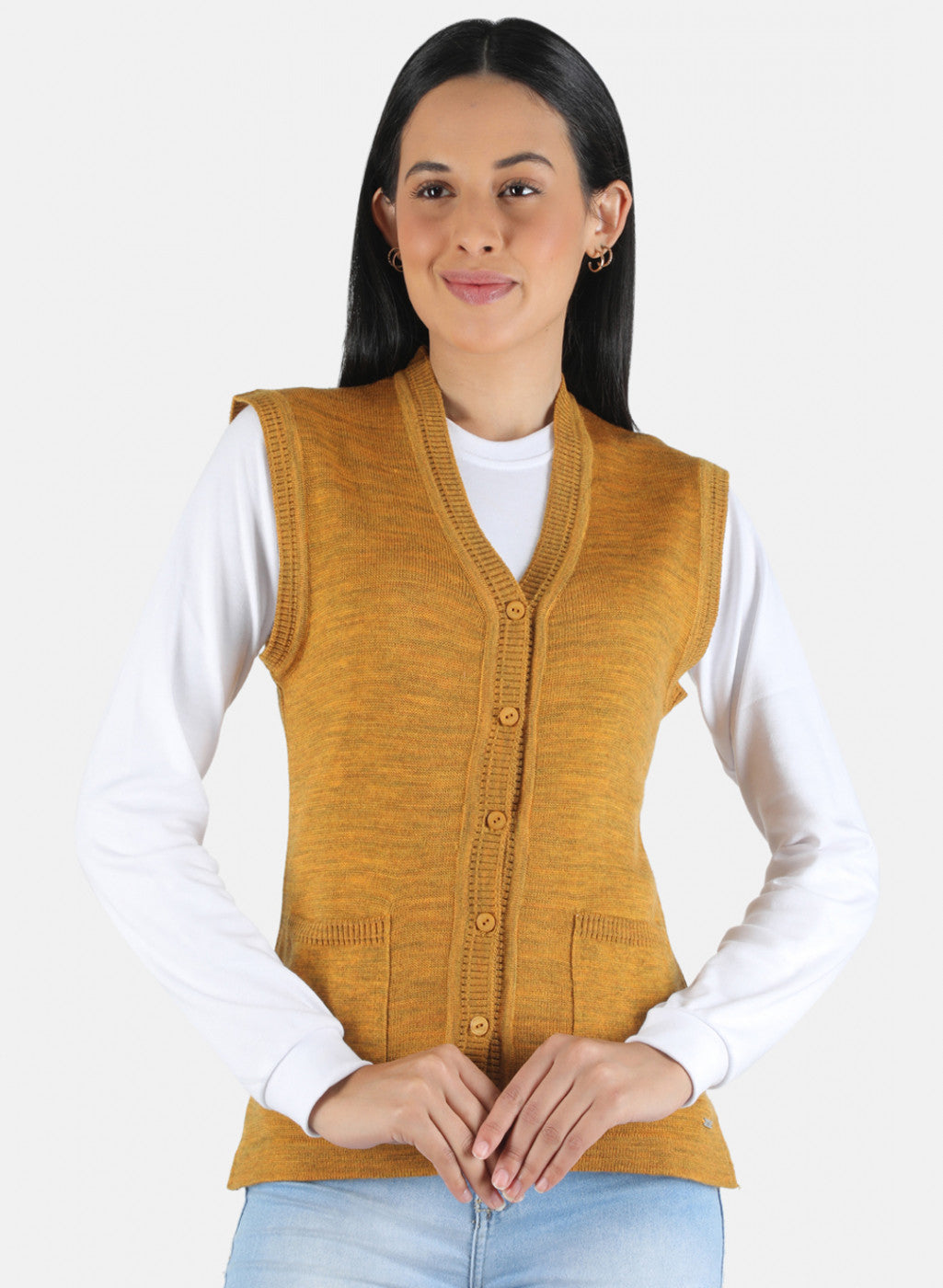 Women Yellow Solid Cardigan