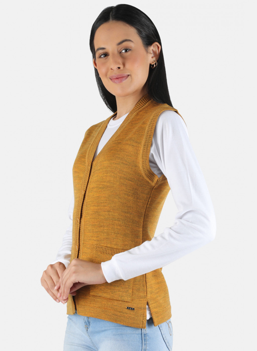 Women Yellow Solid Cardigan