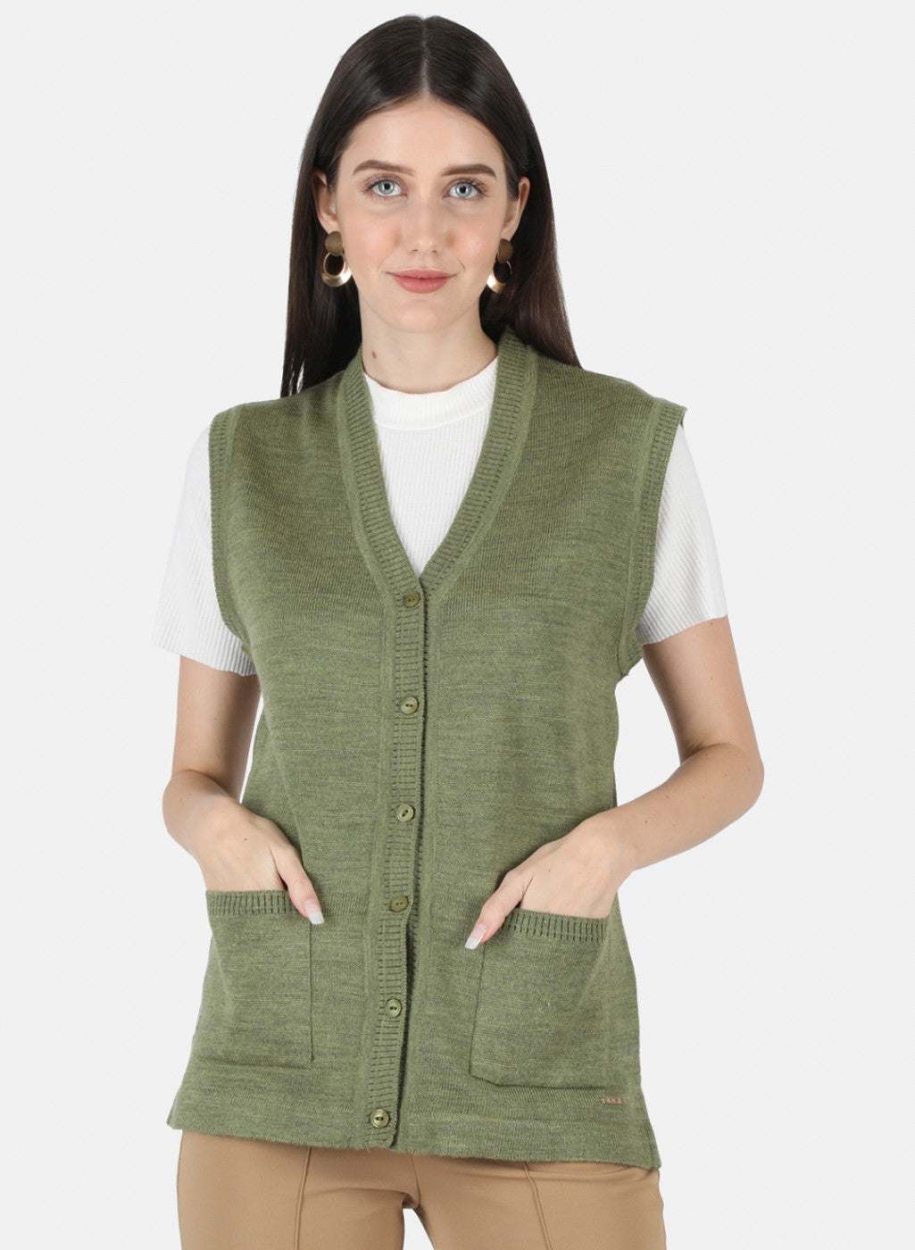 Women Olive Solid Cardigan