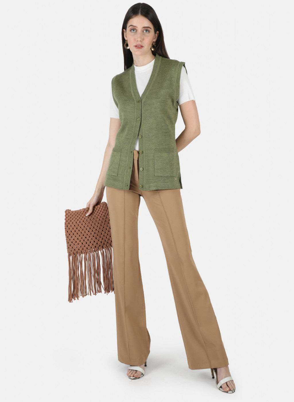 Women Olive Solid Cardigan