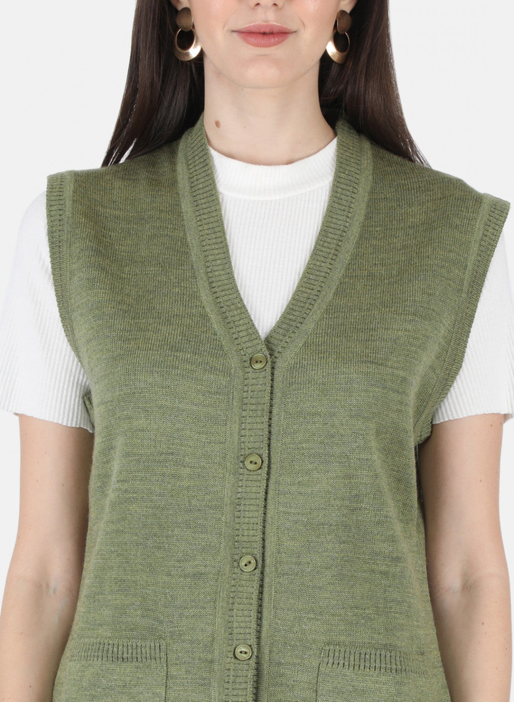 Women Olive Solid Cardigan