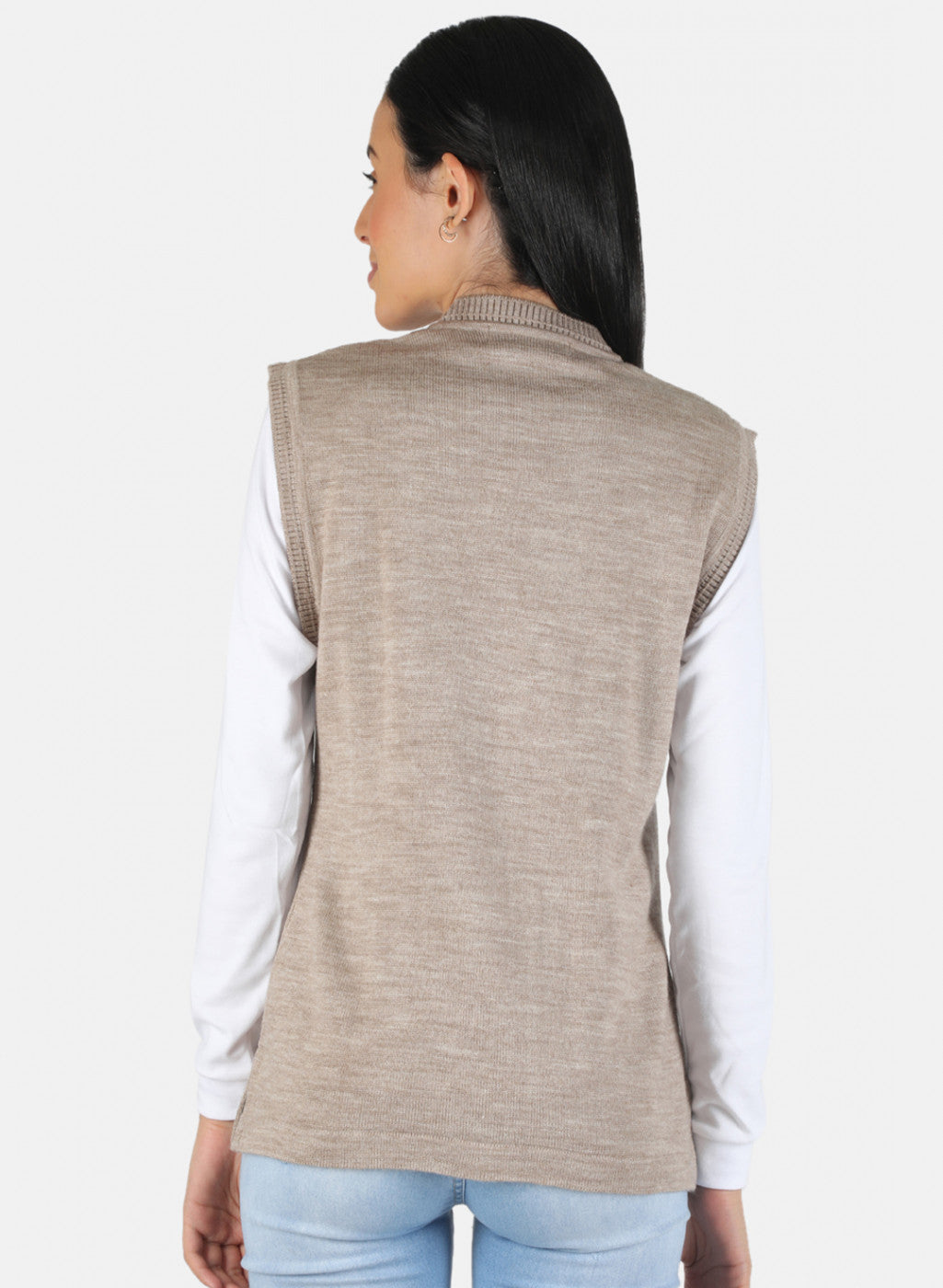 Women Beige Solid Cardigan