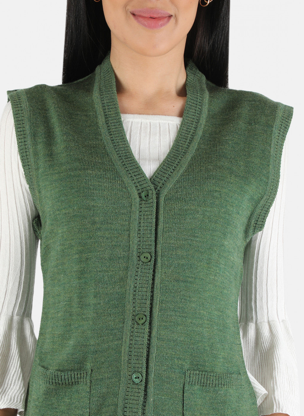 Women Olive Solid Cardigan