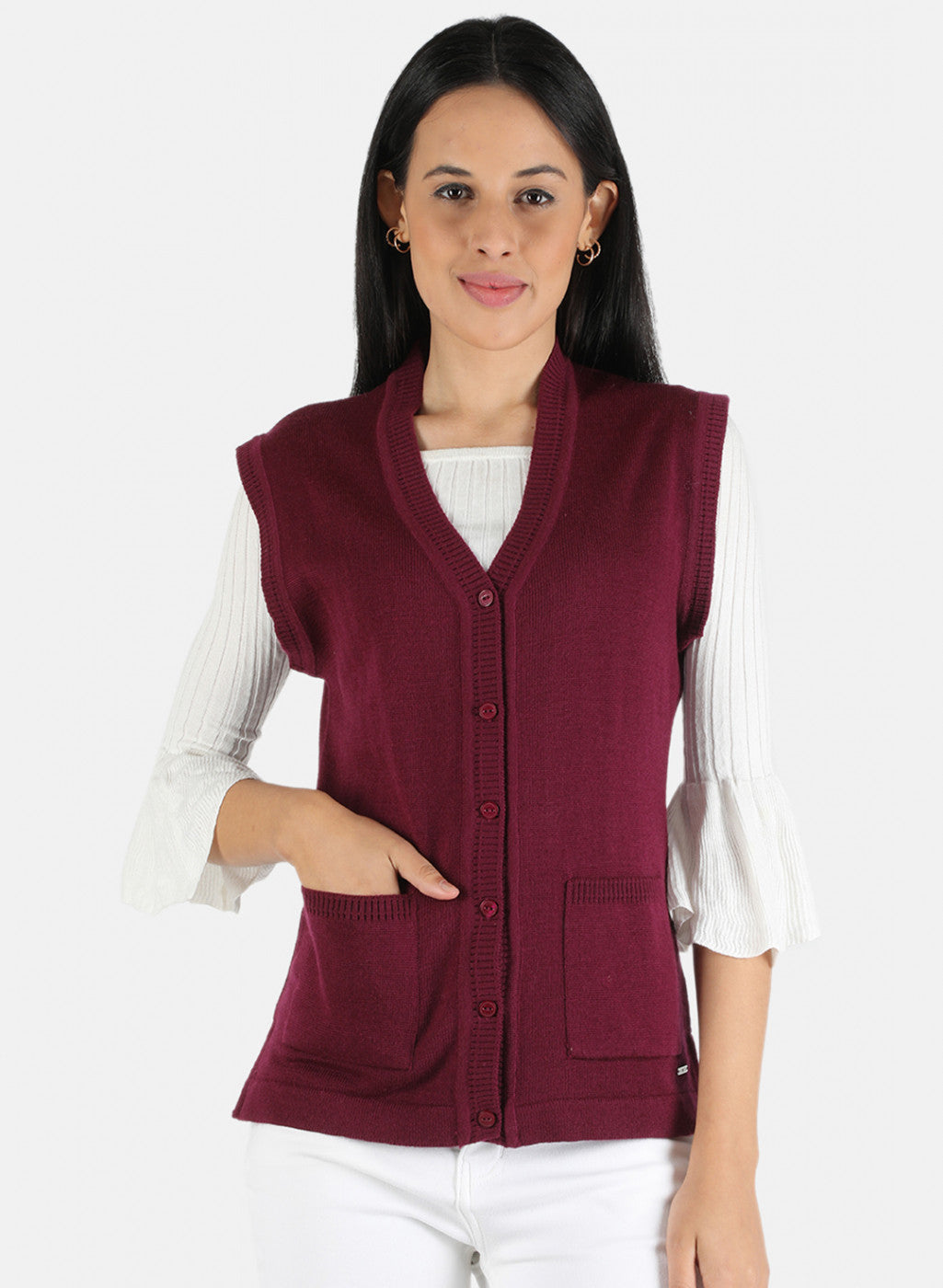 Women Purple Solid Cardigan