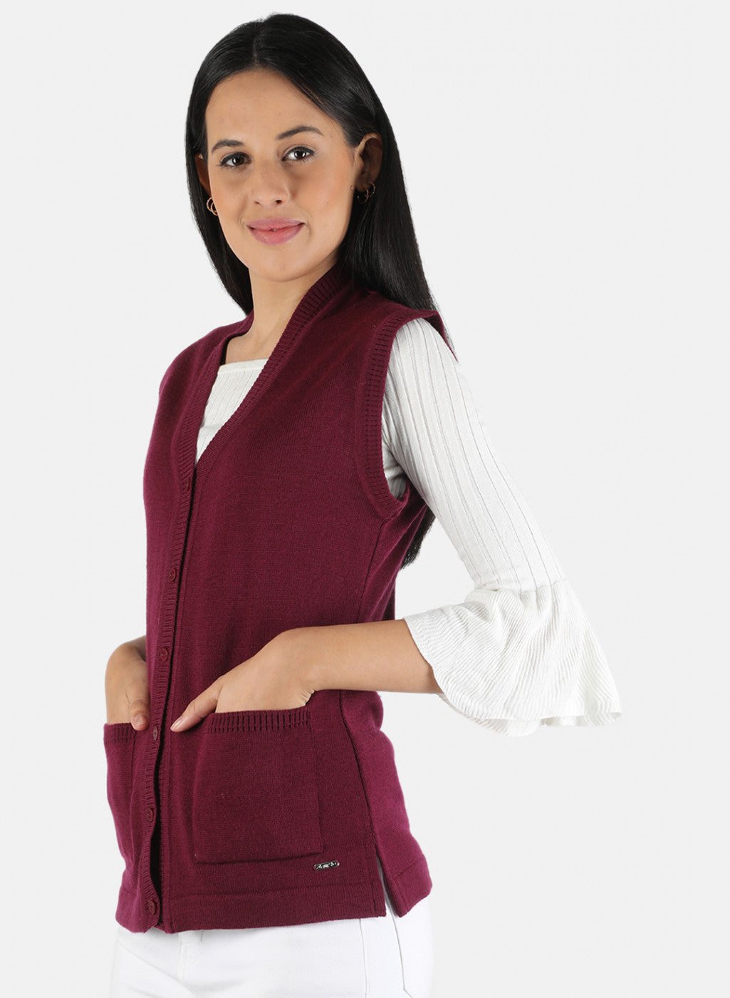 Women Purple Solid Cardigan