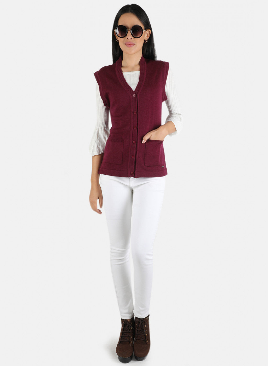 Women Purple Solid Cardigan