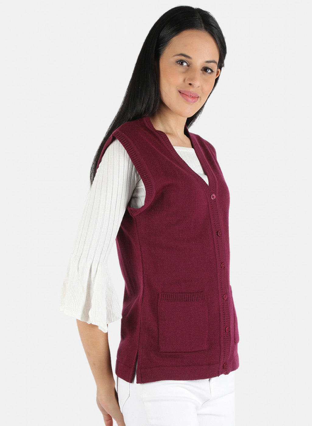 Women Purple Solid Cardigan