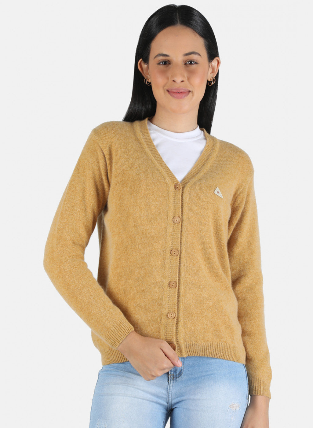 Women Yellow Solid Cardigan