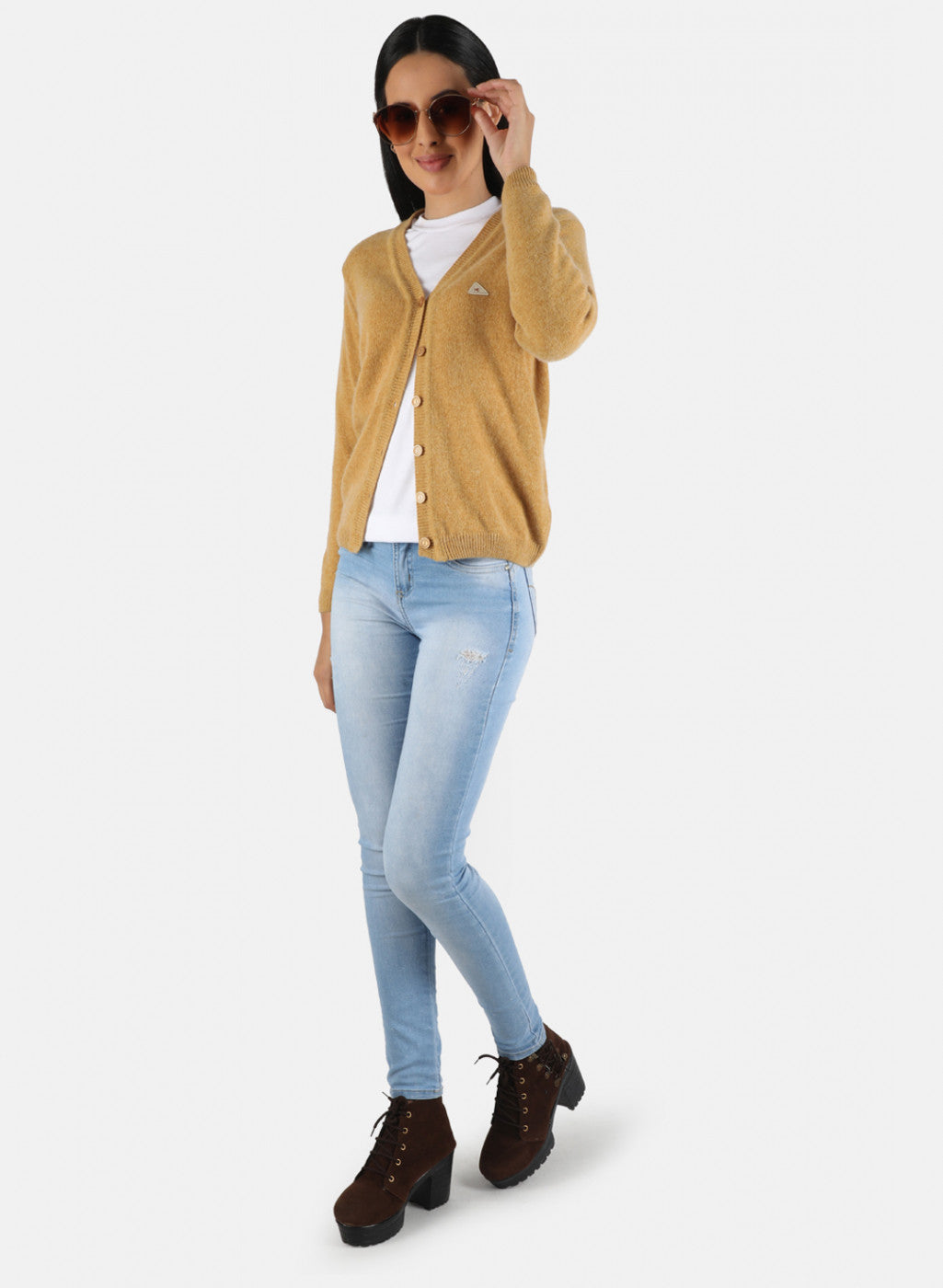 Women Yellow Solid Cardigan