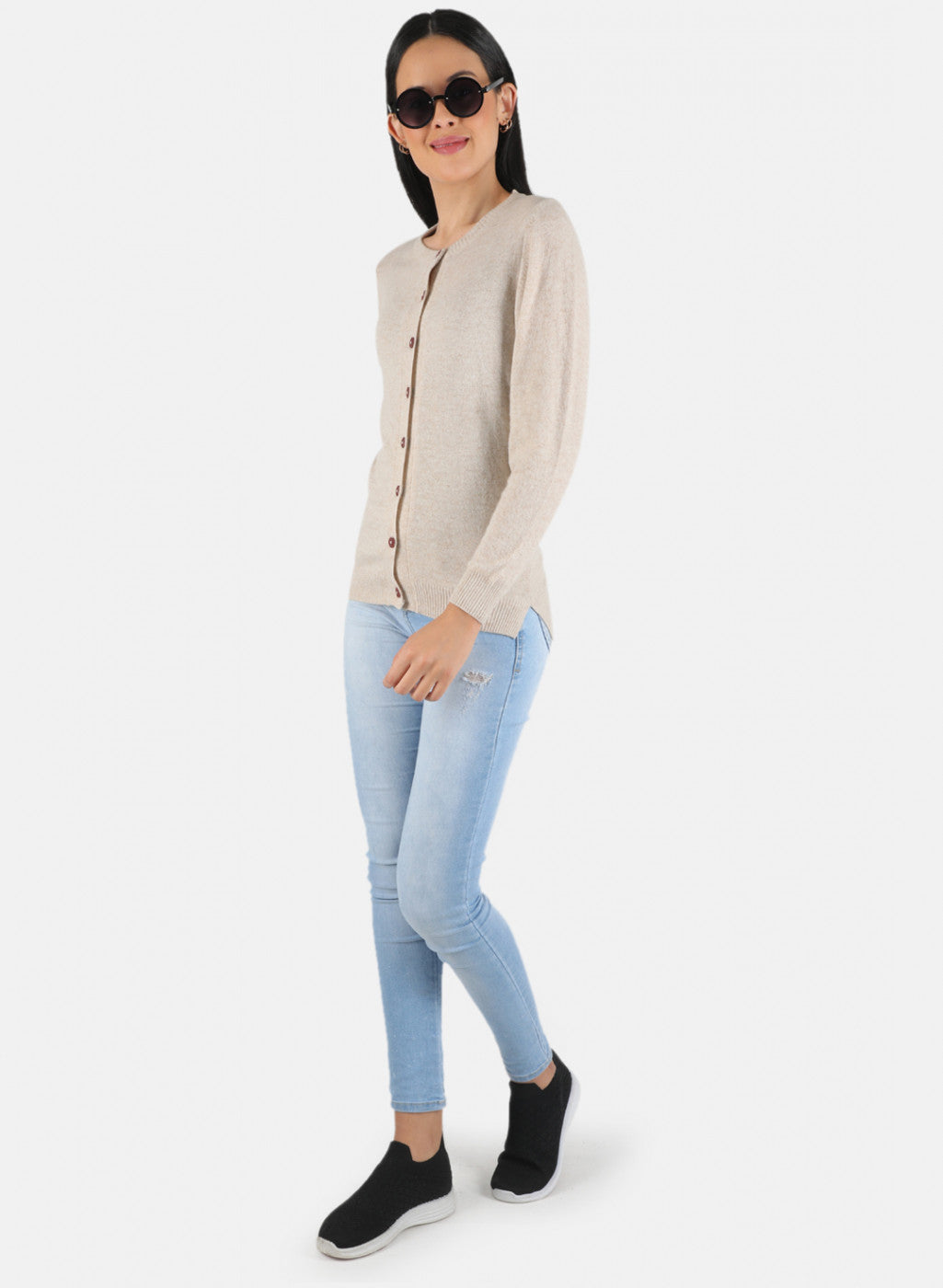 Women White Solid Cardigan