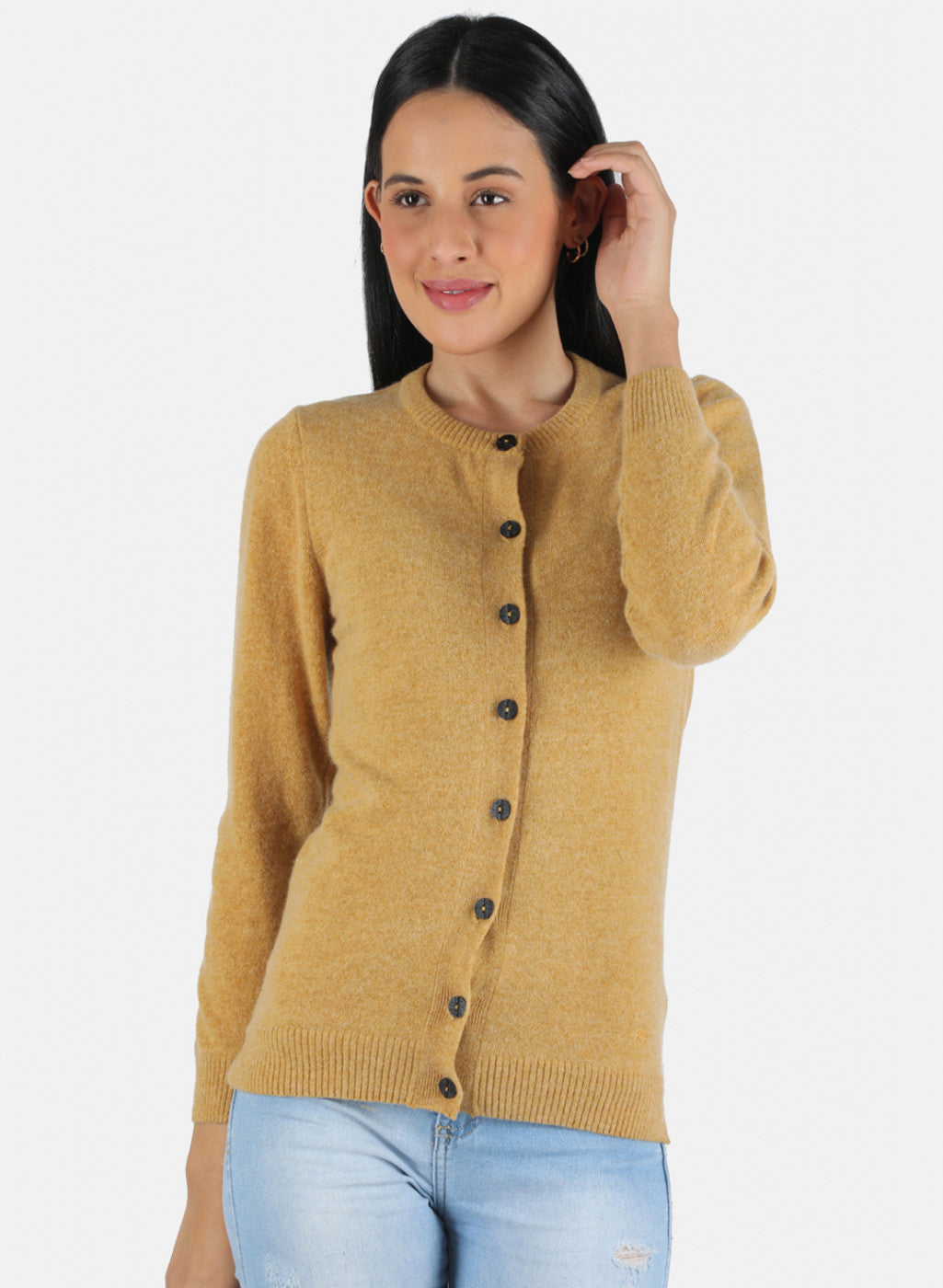 Women Yellow Solid Cardigan