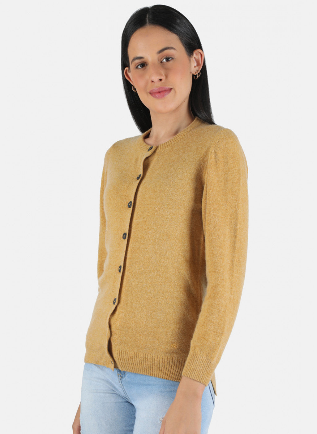 Women Yellow Solid Cardigan