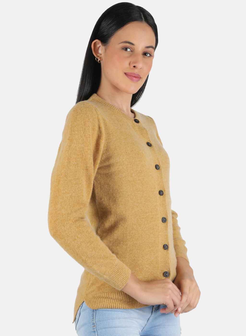 Women Yellow Solid Cardigan