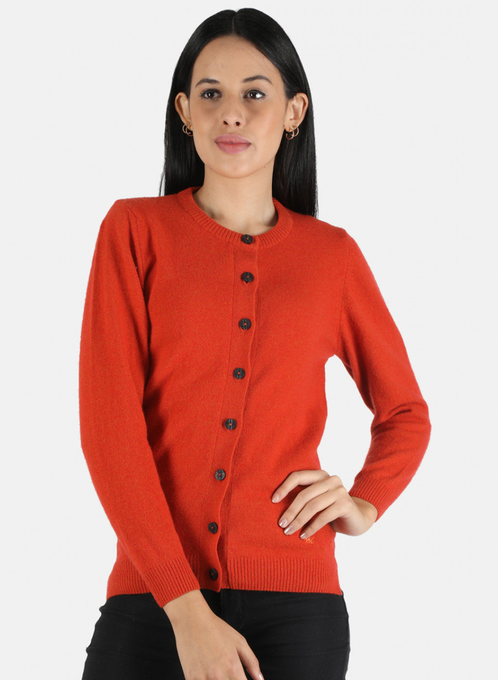 Women Orange Solid Cardigan