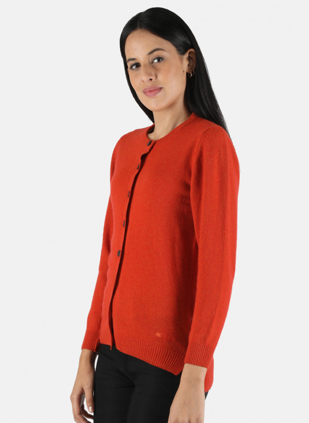 Women Orange Solid Cardigan