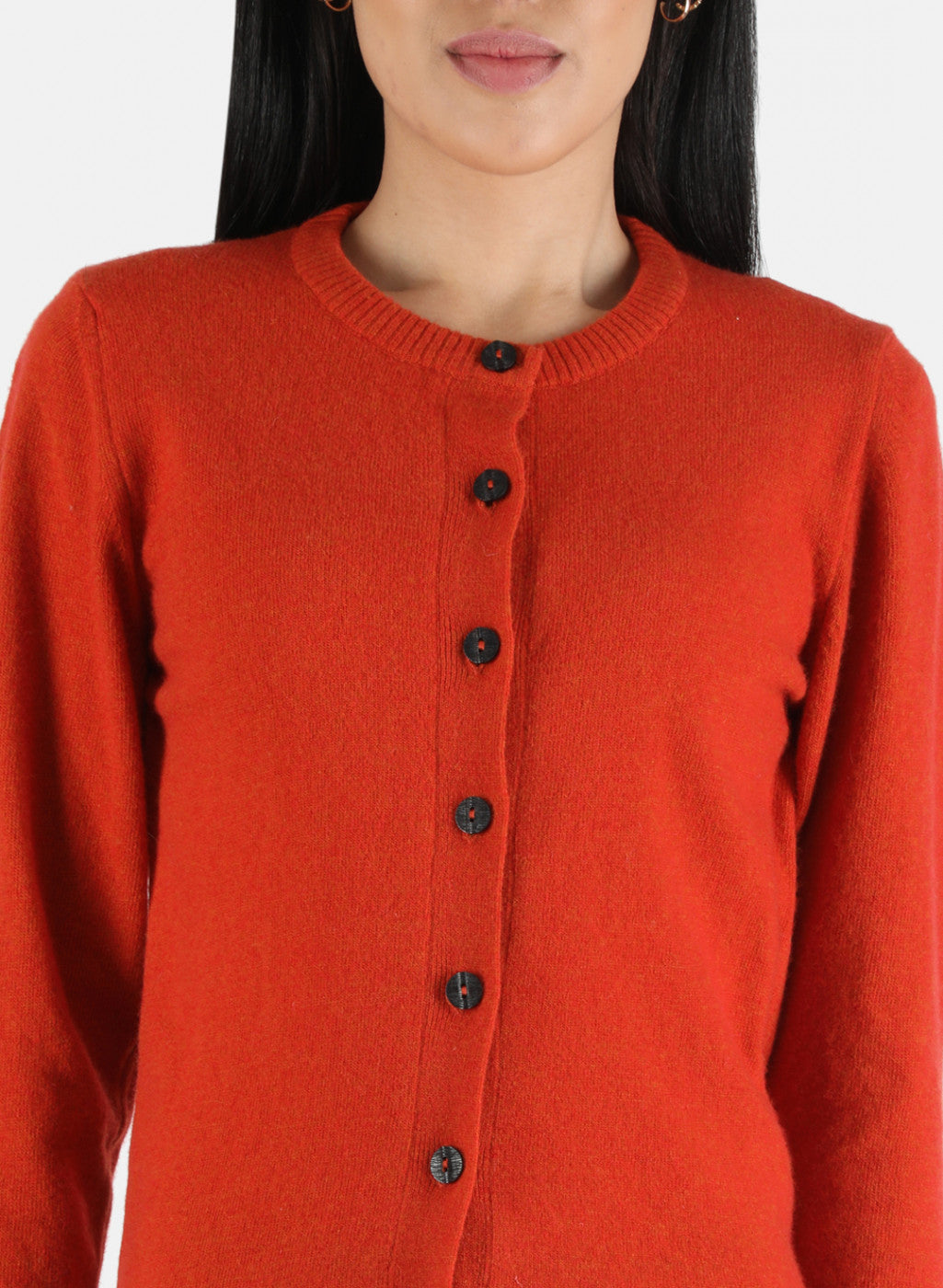 Women Orange Solid Cardigan