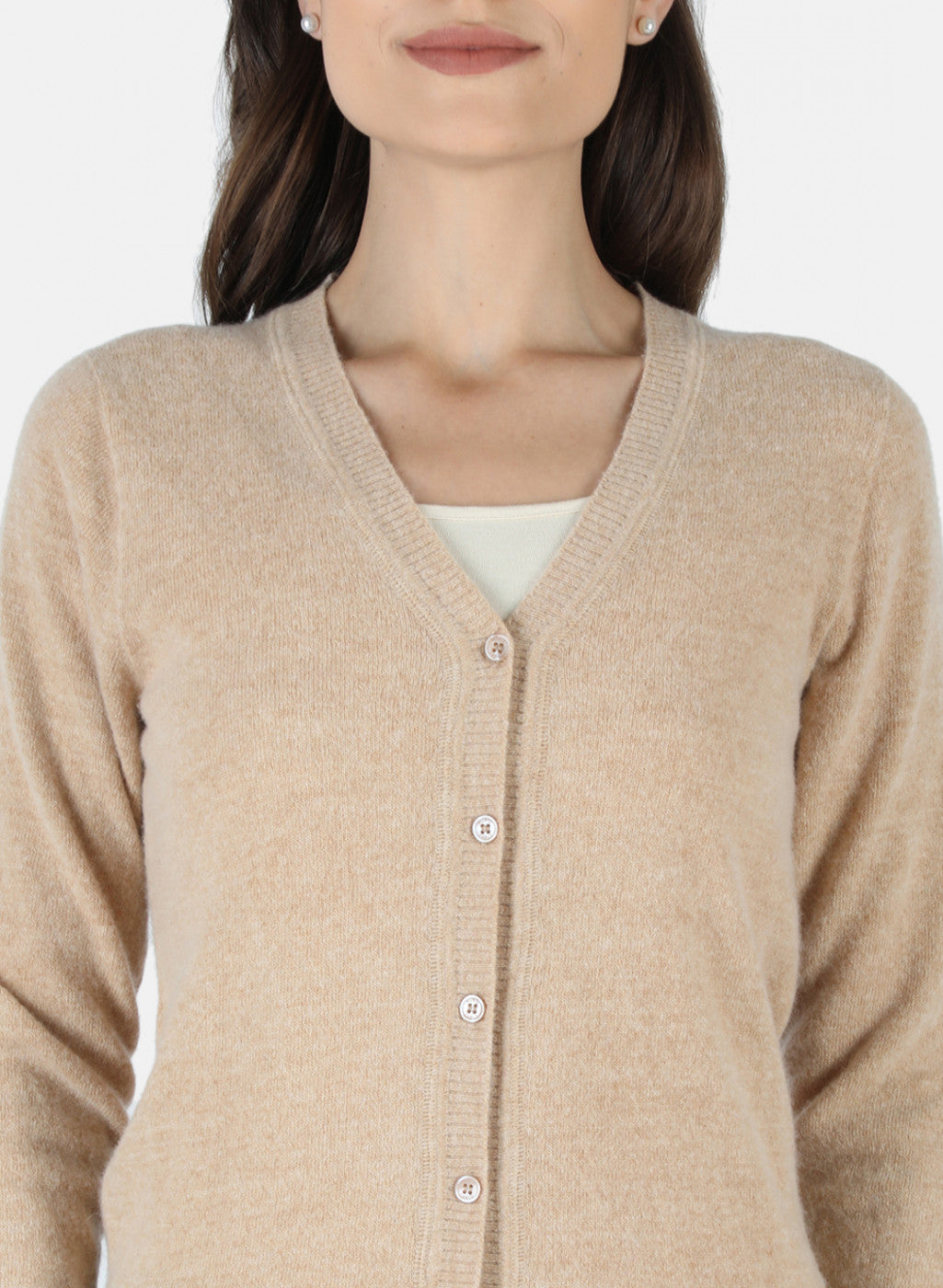 Women Beige Solid Cardigan