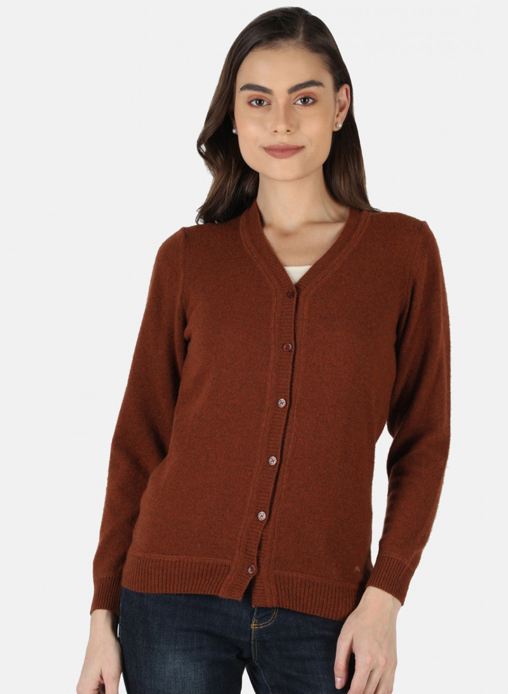 Women Brown Solid Cardigan