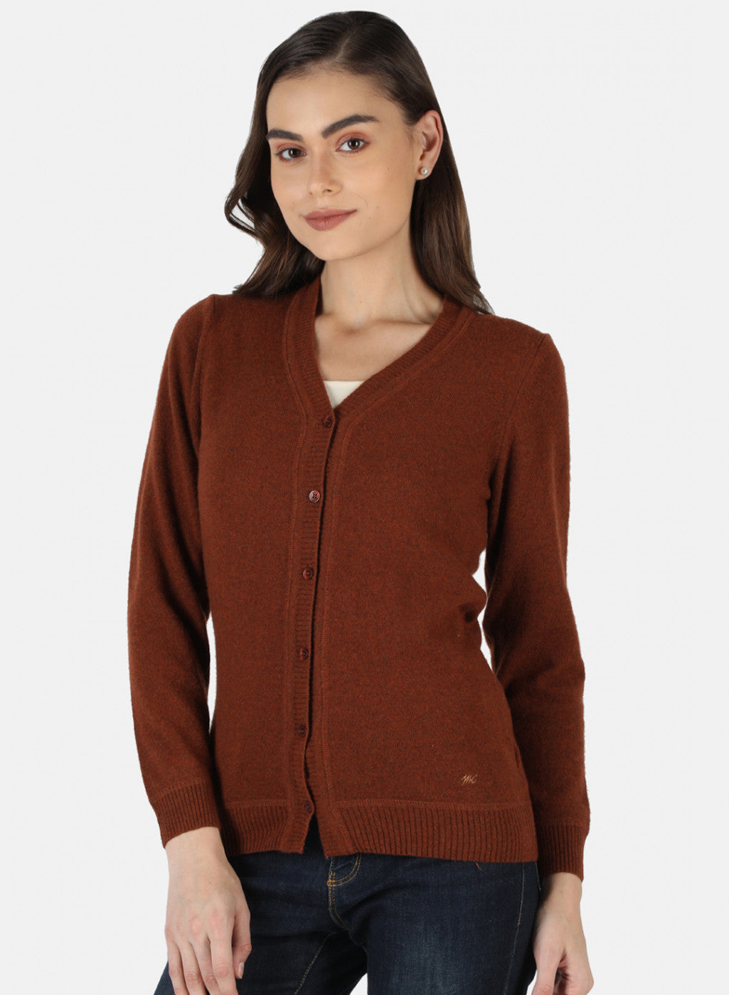 Women Brown Solid Cardigan