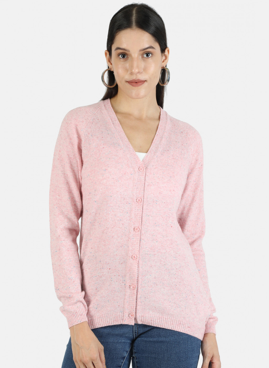 Women Pink Solid Cardigan