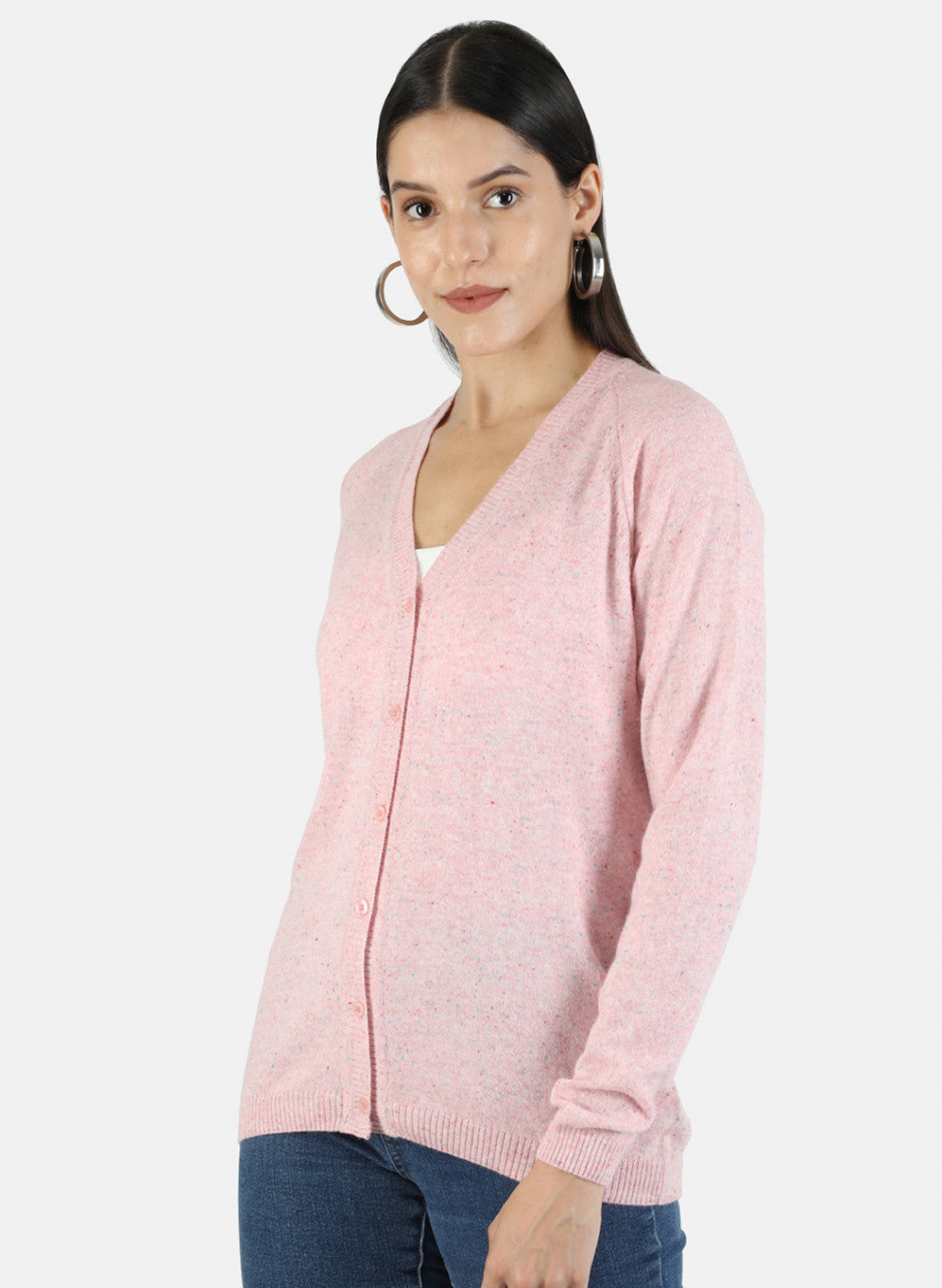 Women Pink Solid Cardigan