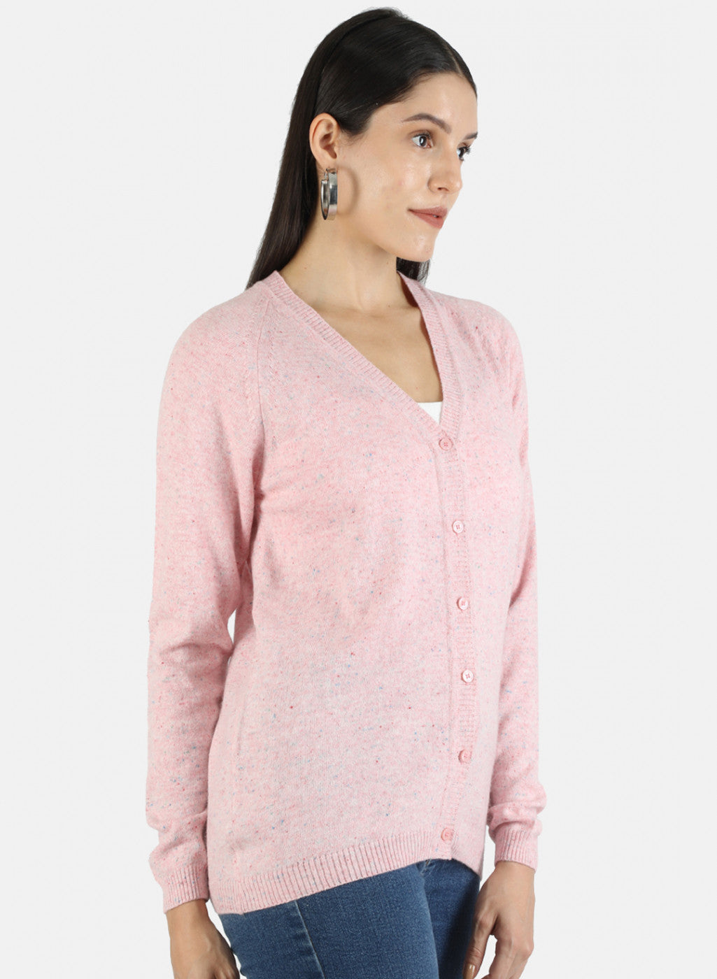 Women Pink Solid Cardigan