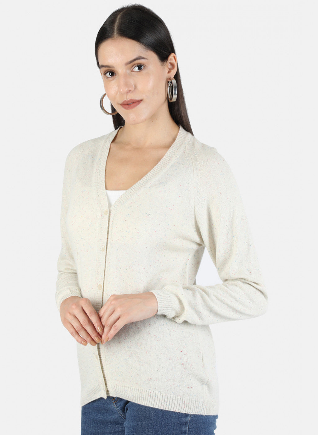 Women White Solid Cardigan