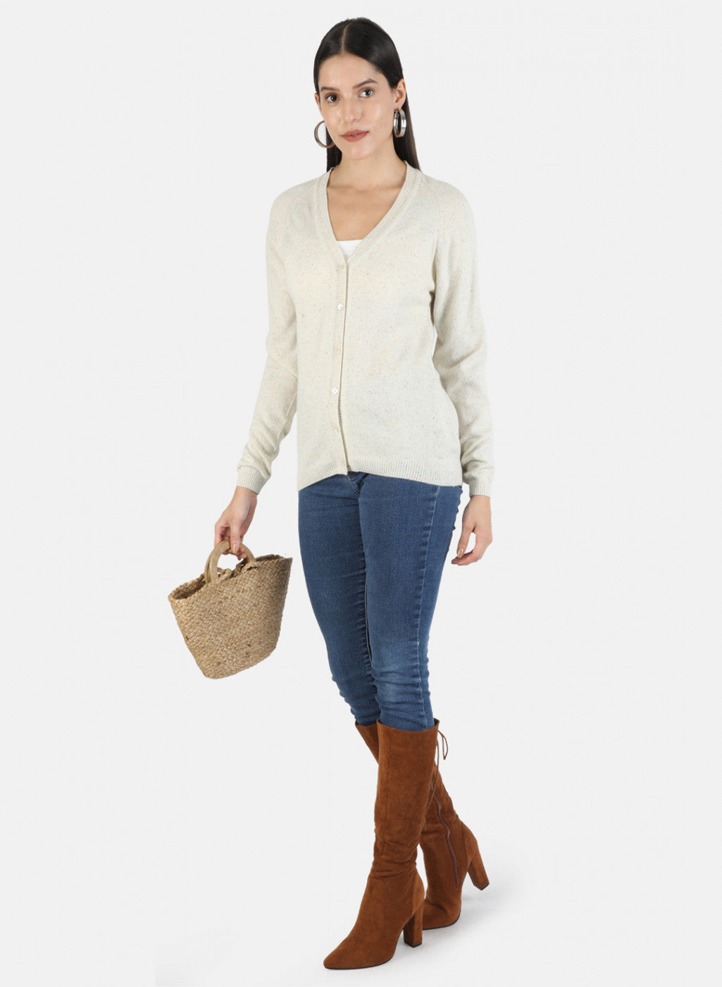 Women White Solid Cardigan