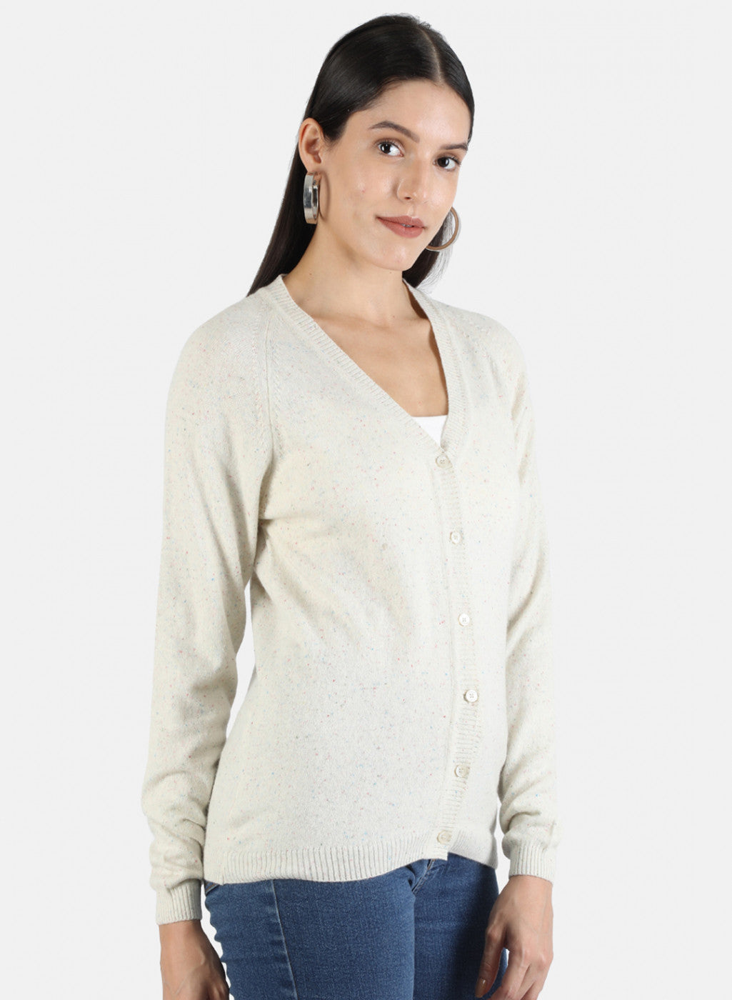 Women White Solid Cardigan