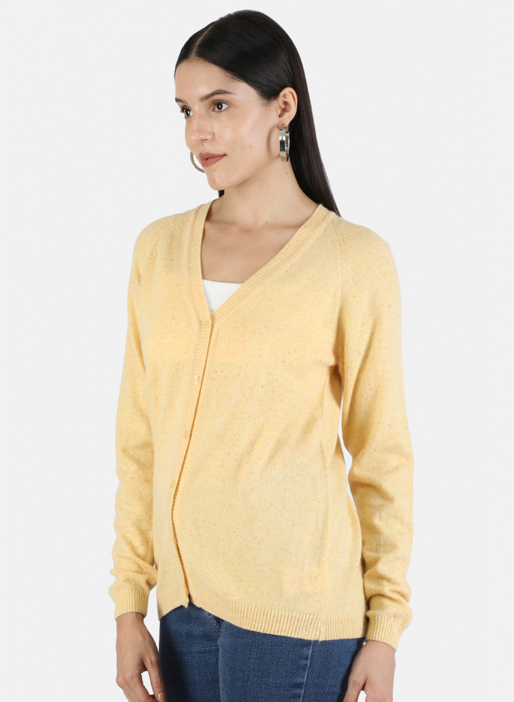 Women Yellow Solid Cardigan