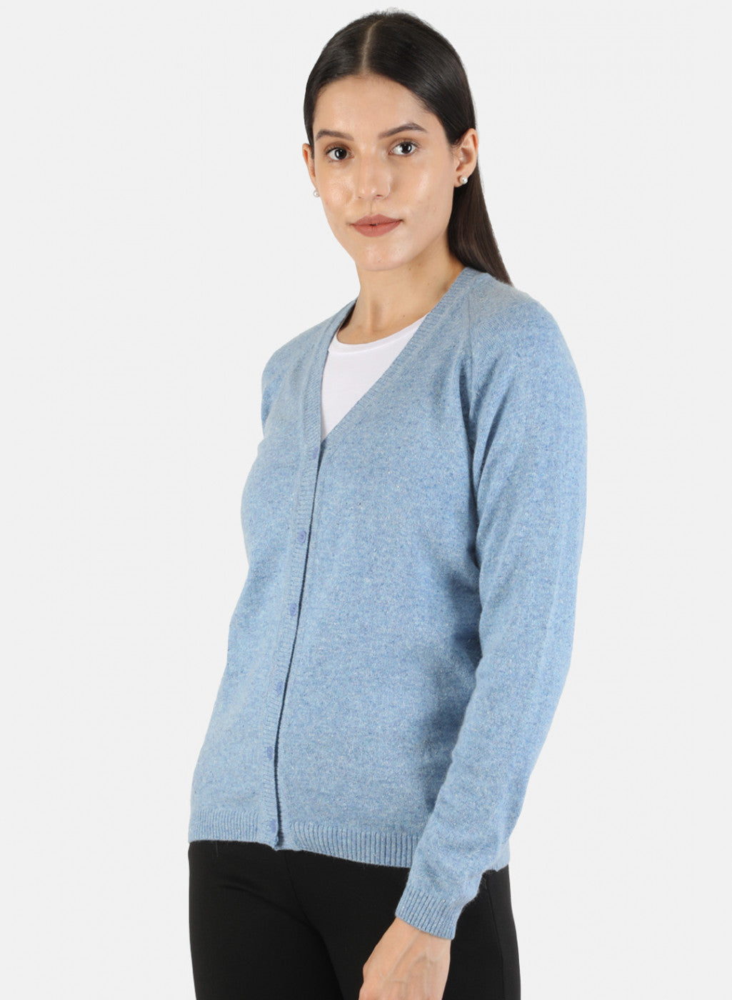 Women Blue Solid Cardigan