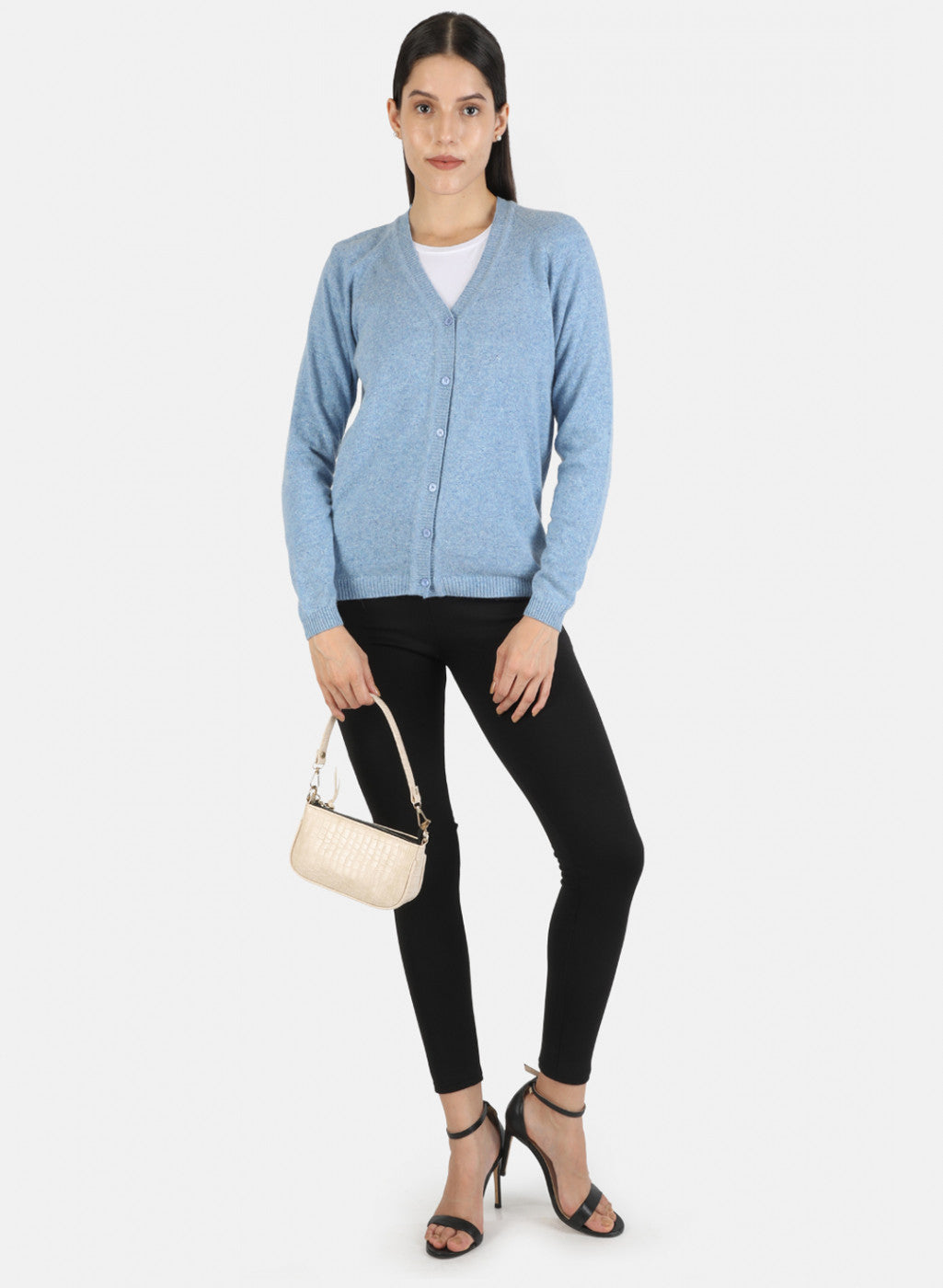 Women Blue Solid Cardigan